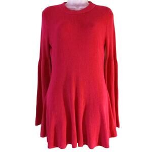 Cashmere Blend by Laurie Felt Pink Long Length Bell Sleeve Sweater S
